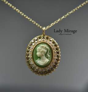925er Sterling - Gemme - 14k Vergoldet - Vintage Necklace - Halsketten mit Anhängern - Grün - Geschenk für Mutter - Goldkette mit Anhänger